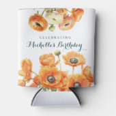 Rustiek Sinaasappel Witte Tuin Bloemen Verjaardag  Blikjeskoeler (Voorkant)