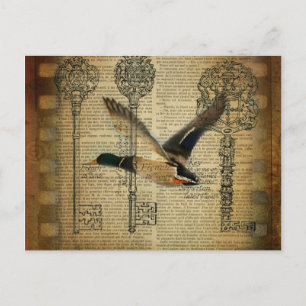 rustiek skelet sleutels western land wilde eend briefkaart