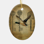 rustiek skelet sleutels western land wilde eend keramisch ornament (Achterkant)
