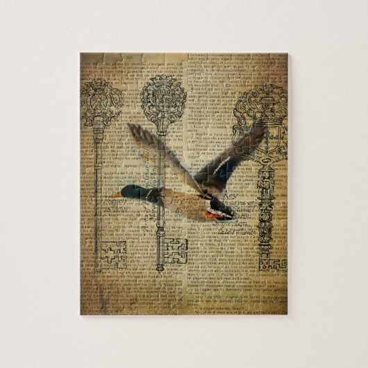 rustiek skelet sleutels western land wilde eend legpuzzel (Verticaal)