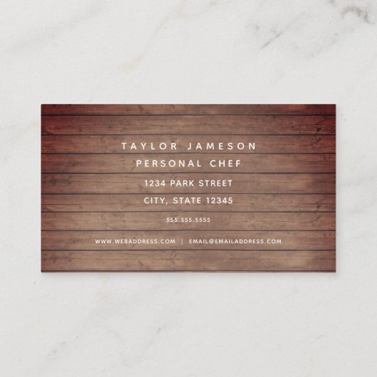 Rustiek Skillet Chef Cateraar Restaurant Visitekaartje (Achterkant)