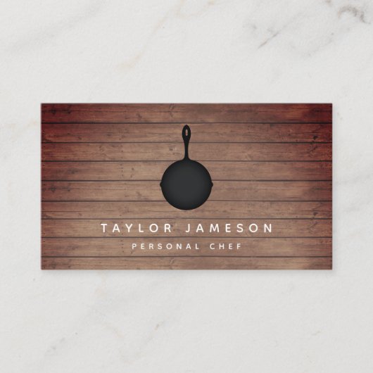 Rustiek Skillet Chef Cateraar Restaurant Visitekaartje (Voorkant)