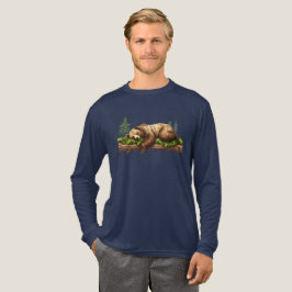 Rustiek Slapen Beer Wildlife Graphic Mannen Tri-Blend Shirt