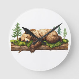 Rustiek Slapen Beer Woodland Ronde Klok