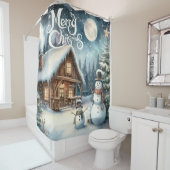 /Rustiek/Sneeuwman/Kerstmis Douchegordijn (In situ)