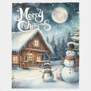 /Rustiek/Sneeuwman/Kerstmis Fleece Deken