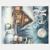 /Rustiek/Sneeuwman/Kerstmis Fleece Deken (Voorkant (Horizontaal))