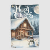 /Rustiek/Sneeuwman/Kerstmis Golfhanddoek (Voorkant)