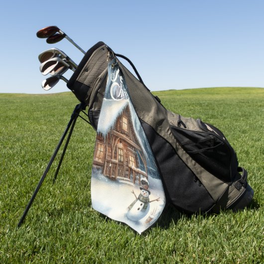 /Rustiek/Sneeuwman/Kerstmis Golfhanddoek (Groen)