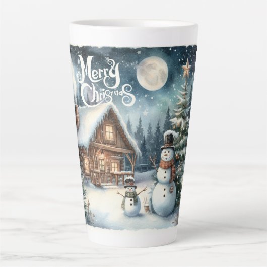 /Rustiek/Sneeuwman/Kerstmis Latte Mok (Voorkant)