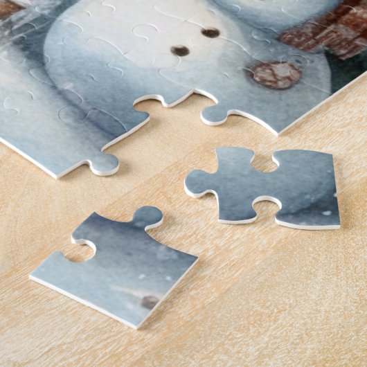 /Rustiek/Sneeuwman/Kerstmis Legpuzzel (Zijkant)