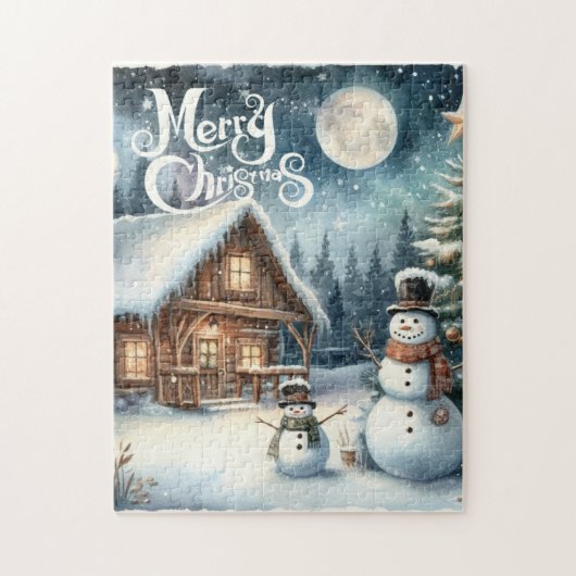 /Rustiek/Sneeuwman/Kerstmis Legpuzzel (Verticaal)
