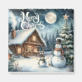 /Rustiek/Sneeuwman/Kerstmis Magneet (Voorkant)