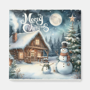 /Rustiek/Sneeuwman/Kerstmis Magneet