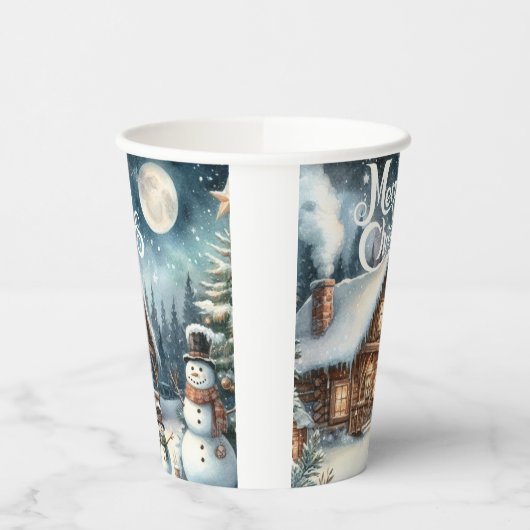 /Rustiek/Sneeuwman/Kerstmis Papieren Bekers (Links)