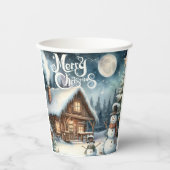 /Rustiek/Sneeuwman/Kerstmis Papieren Bekers (Voorkant)