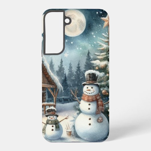 /Rustiek/Sneeuwman/Kerstmis Samsung Galaxy Hoesje (Achterkant)