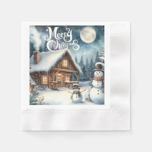 /Rustiek/Sneeuwman/Kerstmis Servet (Voorkant)