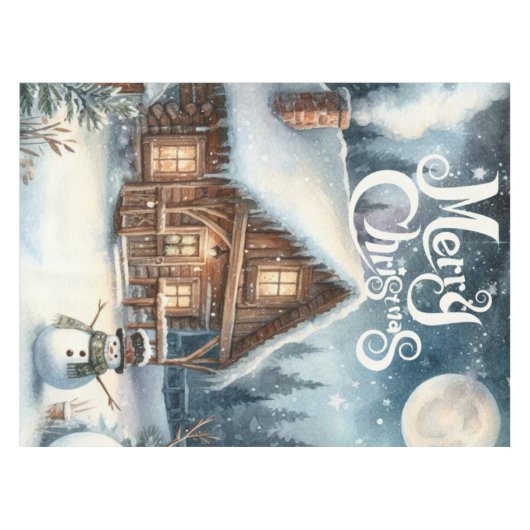 /Rustiek/Sneeuwman/Kerstmis Tafelkleed (Voorkant (Horizontaal))