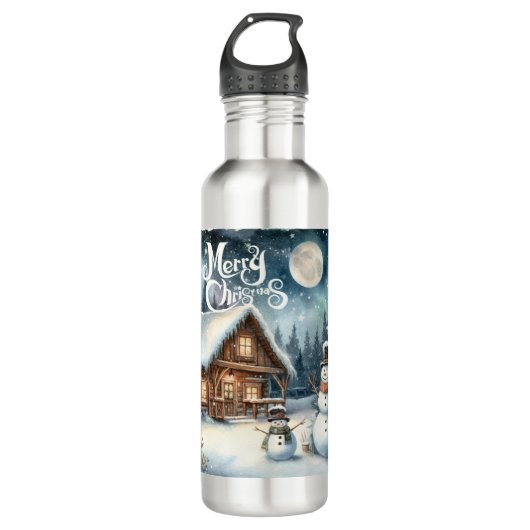 /Rustiek/Sneeuwman/Kerstmis Waterfles (Voorkant)