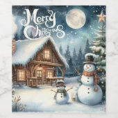/Rustiek/Sneeuwman/Kerstmis Wijn Etiket (Enkel label)