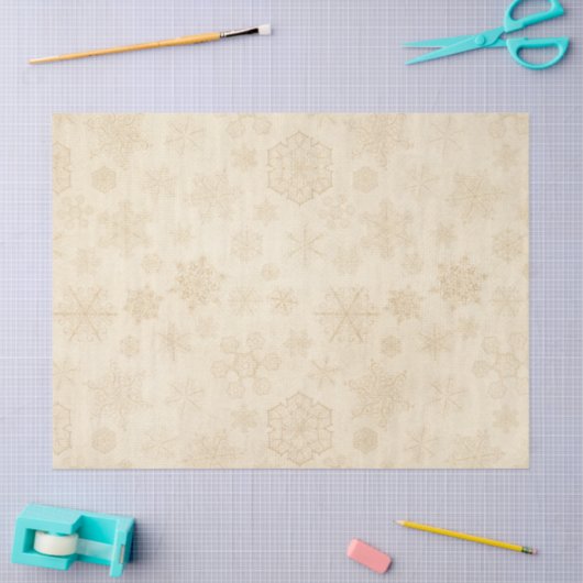 Rustiek sneeuwvlokpatroon winterbruin geelbruin tissuepapier (Craft)