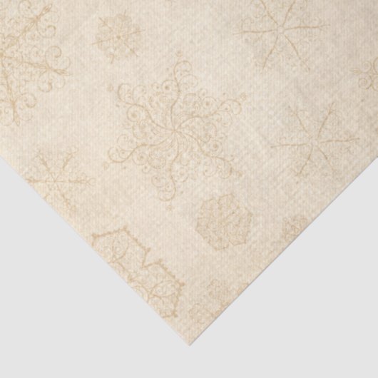 Rustiek sneeuwvlokpatroon winterbruin geelbruin tissuepapier (Detail)