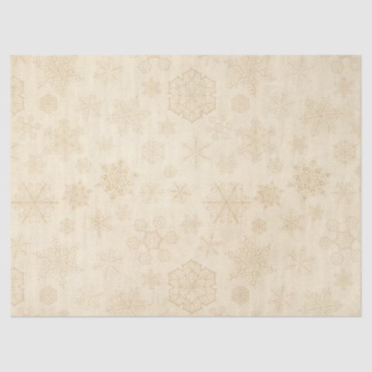 Rustiek sneeuwvlokpatroon winterbruin geelbruin tissuepapier (Voorkant)