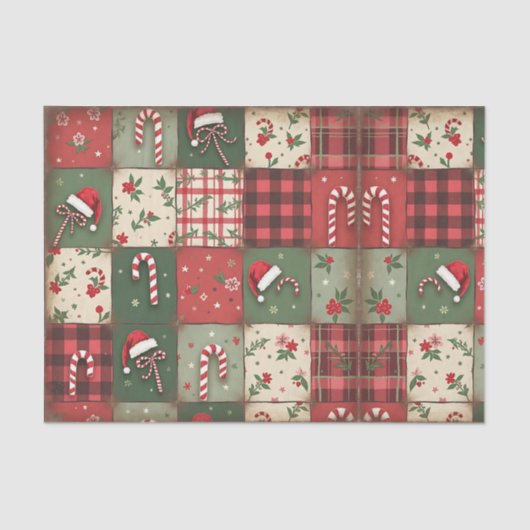 Rustiek snoepriet & geplakt kerstweefsel papier (Voorkant)