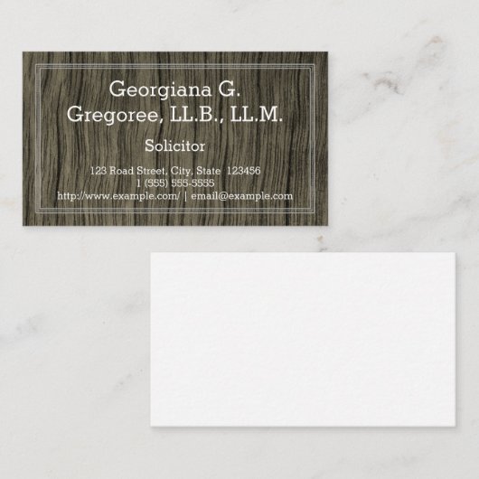 rustiek solicitor Visitekaartje (Voorkant / Achterkant)