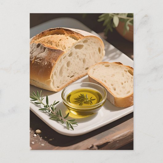 Rustiek Sourdough Brood Olijfolie Briefkaart (Voorkant)