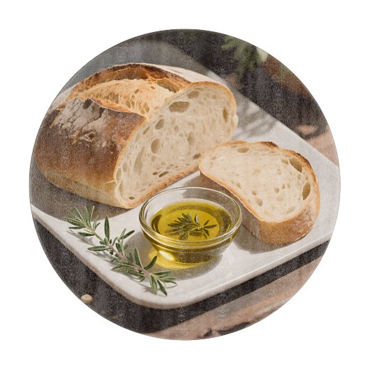 Rustiek Sourdough Brood Olijfolie Snijplank (Voorkant)