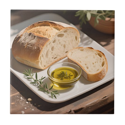Rustiek Sourdough Brood Olijfolie Tegeltje (Voorkant)