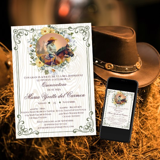 Rustiek Spaans Mis Quince Quinceanera Kaart