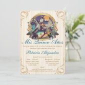 Rustiek Spaans Quinceañera Mis Quince Blauw Wester Kaart (Staand voorkant)