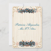 Rustiek Spaans Quinceañera Mis Quince Blauw Wester Kaart (Achterkant)