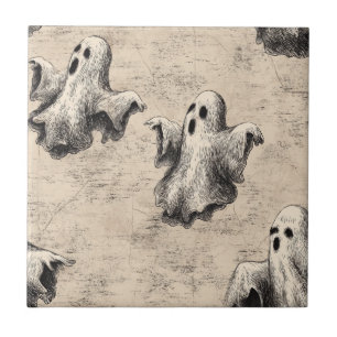 Rustiek  spookpatroon tegeltje
