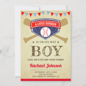  rustiek sportjongen honkbal Baby shower Kaart (Voorkant)
