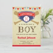  rustiek sportjongen honkbal Baby shower Kaart (Staand voorkant)