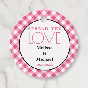 Rustiek Spread De Liefde Roze Gingham Bruiloft Bedankjes Labels