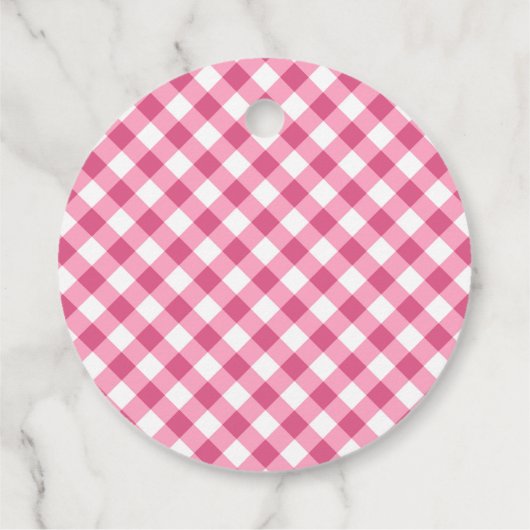 Rustiek Spread De Liefde Roze Gingham Bruiloft Bedankjes Labels (Achterkant)