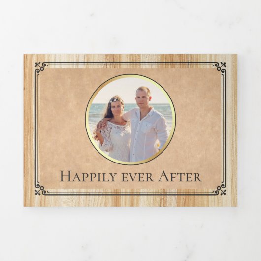  rustiek sprookje kasteel verhaal boek bruiloft drieluik uitnodiging (Cover)