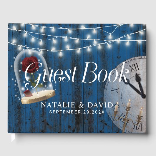 Rustiek Sprookje Prinses Navy Schuur Bruiloft Gastenboek (Voorkant)