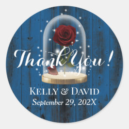 Rustiek Sprookje Roos Glazen koepel Navy Schuur Br Ronde Sticker