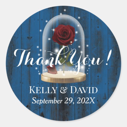 Rustiek Sprookje Roos Glazen koepel Navy Schuur Br Ronde Sticker (Voorkant)