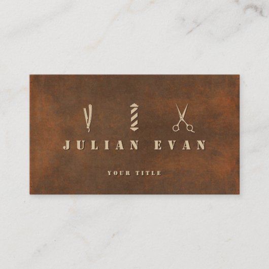 Rustiek Staal Baber Schaar Pool Barbershop Visitekaartje (Voorkant)