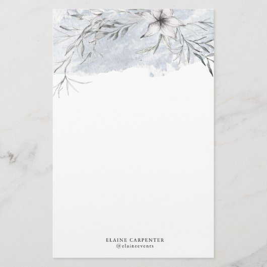 Rustiek stencil botanisch grijs briefpapier papier (Voorkant)