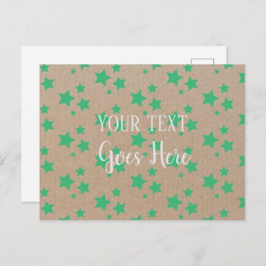 rustiek sterrenpatroon Kraft papier groen Briefkaart (Voorkant / Achterkant)