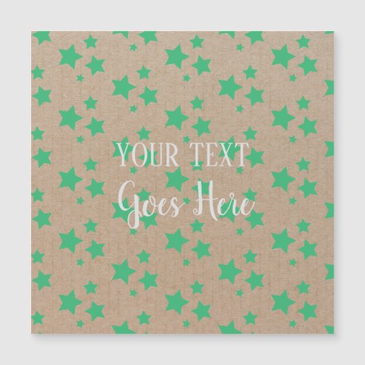  rustiek sterrenpatroon Kraft papier groen Magnetische Uitnodiging (Voorkant)