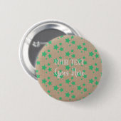 rustiek sterrenpatroon Kraft papier groen Ronde Button 5,7 Cm (Voorkant /achterkant)